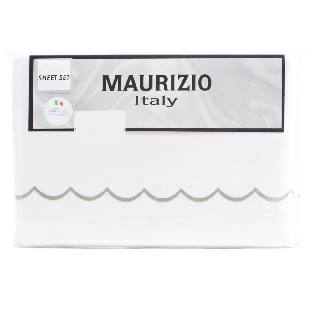MAURIZIO ITALY Made In Italy Cotton Embroidered Sheet Set
